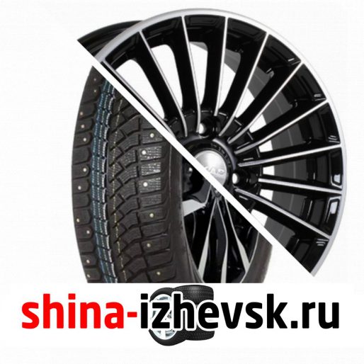 Колесо в сборе Viatti Brina Nordico (V-522) 185/65 R14 T 86 + СКАД Веритас 5.5xR14 4×98 ET35 DIA58.6 Черный глянцевый с полированной лицевой поверхностью в Ижевске